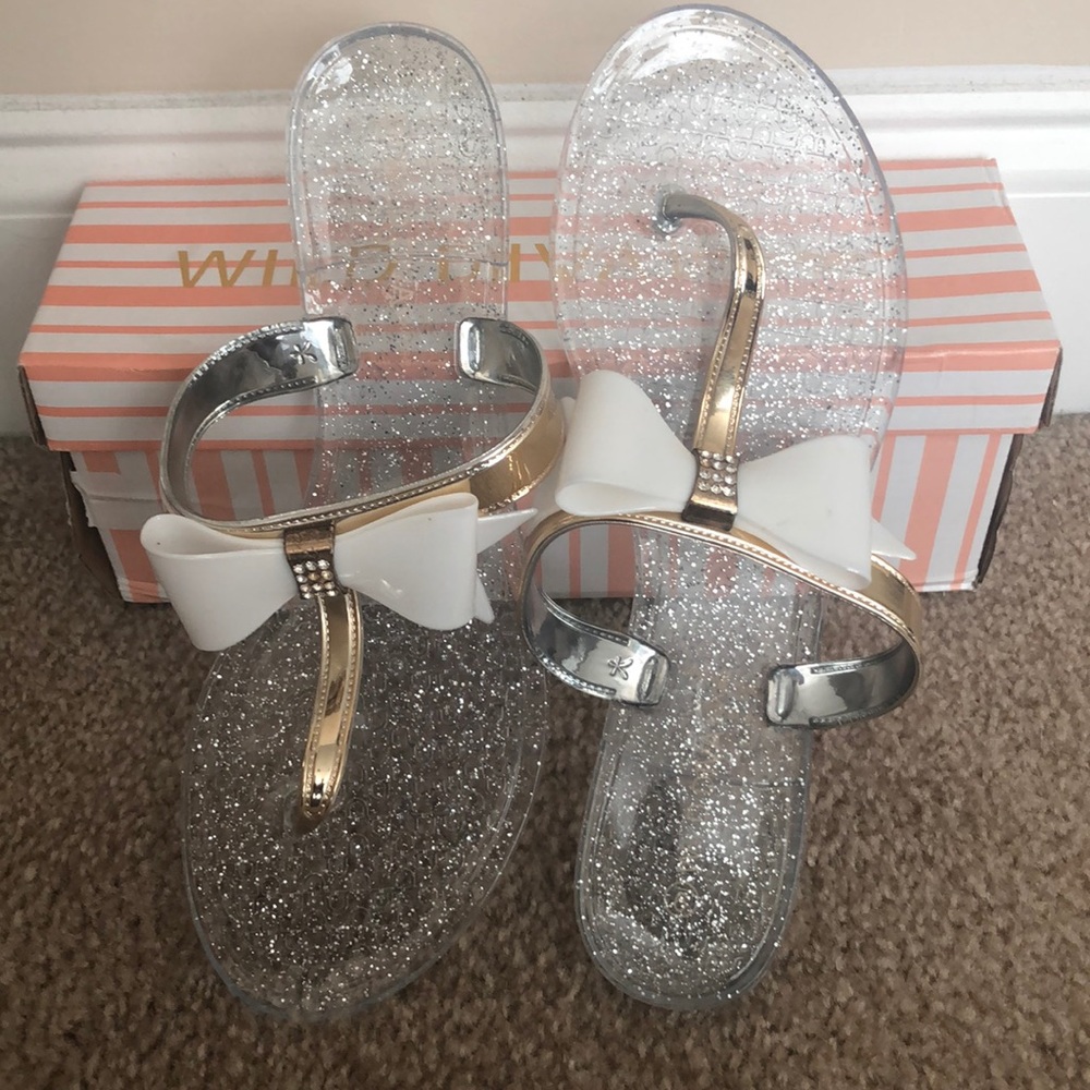 Clear Wild Diva PVC Jelly Flip Flops w/ Bow